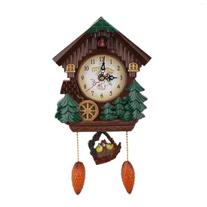 Wall Clocks Creative Bird House Clock Pastoral Style Cartoon Kid's Room Decorative Full Music Time Reporting