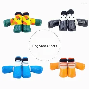 Dog Apparel 4pcs Winter Warm Dogs Socks Cute Cartoon Non-slip Shoes Rain Snow Boots Soft Breathable Paw Protector For Small Puppy