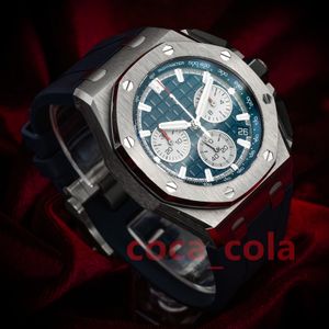 Luxury Watch High Version Men armbandsur Nya armband stål Sapphire Quartz Chronograph Chronograph Blue 43mm 26420Ti.OO.A027CA.01 Ingen låda