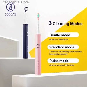 歯ブラシSooocas V1 Electric Sonic Toothbrush Type-C充電オートマチック歯ブラシソフトヘアの交換ブラシヘッドアダルト歯ホワイトQ240202