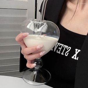 Vinglas i hjärtat kärleksformad glas mugg utan halm par koppar cocktail kopp te öl muggar mjölk kaffe present dricka dryck