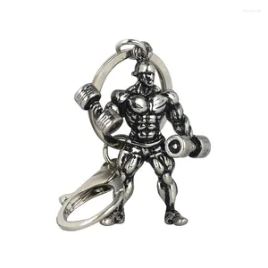 Chaveiros Bodybuilders Muscular ManPendant Chaveiro Presente para Homens Sportsman Dumbbell Levantamento Chaveiro DIY Metal Titular Chaveiro Jóias