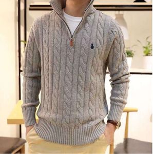 Designer Winter Mens Sweaters Ralph Polo Zip Half Sticke Pullover Pony Men Lose Casual Pure Color Sweater 2213ess