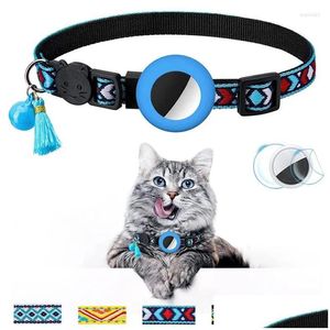 Dog Collars Leashes Dog Collars For Apple Airtag Case Cat Bell Collar Gps Finder Anti-Lost Location Tracker Device Er Pet Accessorie Dhkgo