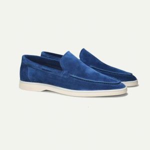 Designer Shoes Dress Summer Loro p Slip-on Suede Cow Tendon Soft Sole Slip on Driving Flat for Men