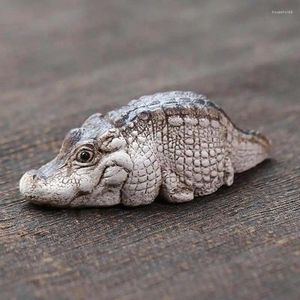 Tea Pets Crocodile Pet Decorative Purple Clay Handmade Fat Cute Zisha Realistic Animal Sculpture For Table Desk Home Decor