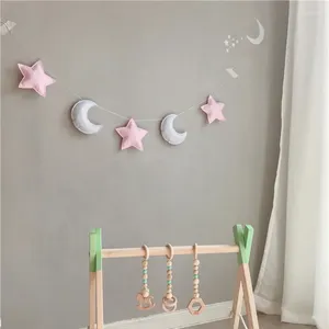 Figurine decorative Tessuto in feltro nordico String Star Ghirlanda Party Banner Tenda Tappetino Baby Shower Stamina Ornamento Camera dei bambini Appeso a parete