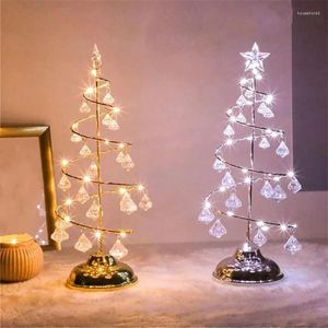 Julekorationer LED -skrivbordslampa kristall diamant träd semester vardagsrum dekoration liten natt gåva