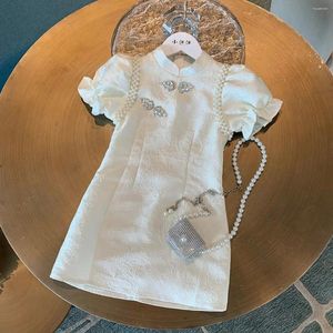 Mädchen Kleider Cheongsam Mädchen Baby Dünnes Kleid Kinder Chinesischen Stil Kleidung Sommer Kurzen ärmeln Hanfu Tang Anzug