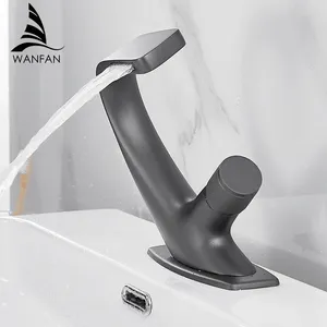 Bathroom Sink Faucets Basin Matte Black Modern Mixer Tap Brass Washbasin Faucet Single Handle Hole Elegant Crane 855818