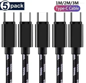 5 Pack USB Tip C Kablo Naylon Hızlı Şarj Veri Keli Samsung S21 OnePlus 9 Xiaomi Mi10 Huawei P40 1M 2M 3M Kablolar