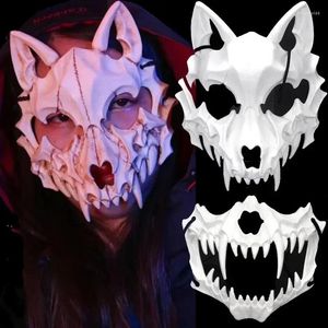 Parti Malzemeleri Kafatası Kostüm Maskesi Yarım Yüzlü Ejderha Tiger Man Wolf Korku Cosplay Props Props Hayvanlar Unxse için giyinme aracı