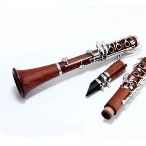 Margewate 17 Key BB klarnet róża drzewa srtaight rura profesjonalna b płaski instrument muzyczny klarnetowy z ustnikiem obudowy