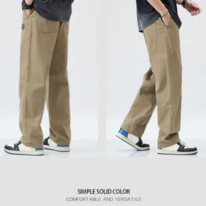 Męskie spodnie zwykłe dopasowane spodnie dresowe w stylu retro szerokie nogi z elastycznymi kieszeniami talii dla wygodnej ciepłej pełnej długości