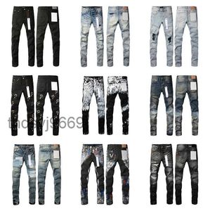 2024 Hot Mens Jeans viola Designer Stacked Pantaloni lunghi Ksubi Strappato High Street b r a n d Patch Hole Denim Dritto Moda Streetwear Silm 3HIW