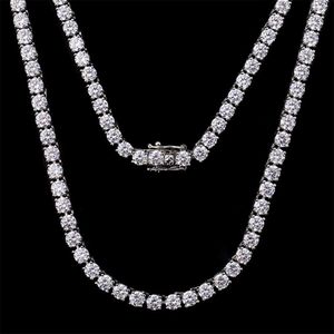 Provence masculino diamante tênis corrente 3mm/6mm masculino pulseira colar 10k acabamento em ouro branco completo diamante corte pino configuração