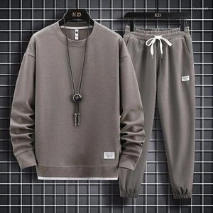 Men's Tracksuits Waffle Suit Sets Casual Long Sleeved Sweatshirt And Pants For Sports T-shirt Hoodie Trousers Set Loose Fit