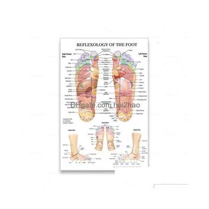 Pinturas Acupuntura Ponto Gráfico Anatomia Arte Pôster Reflexologia do Pé Pintura de Lona Impressão de Parede para Sala de estar Casa Dhpp7