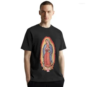 Męskie koszule Make of Guadalupe Virgin Mary Shirt Men krótkie rękawy bawełniane tshirty fajne koszulki święte święte topy meksykańskie