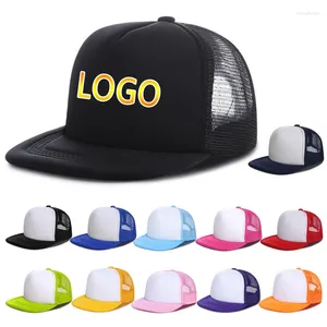 Ball Caps Print Logo Adjustable Mesh Flat Brim Baseball Cap Men Hip Hopr Tennis Snapback Truck Outdoor Women Sunshade Dad Hats