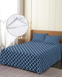 Spódnica z łóżkiem geometryczna granatowa marynarz maroko elastyczna sprężona łóżka z poduszkami materaca pokrywa pościeli arkusz arkusz