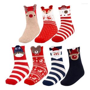 Christmas Decorations 1 Pairs Socks Colorful Creative Fun Cotton Warm Cartoon Stocking Home Decors Red Year Xmas Gifts