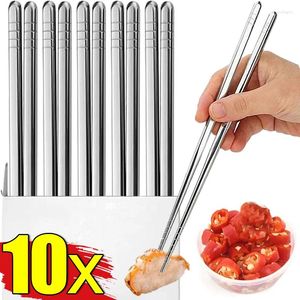 Chopsticks 2/10st Rostfritt ståluppsättningar återanvändbara icke-halk kinesiska sushi chop sticker middag kök bordsartiklar