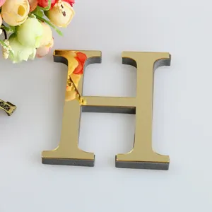 Estatuetas decorativas preto/ouro/prata 15cm 3d espelho letras adesivos de parede para logotipo nome alfabeto casamento inglês luminosa decoração de casa