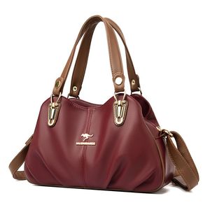 2024 NEW Brands Soft Leather Handbags for Women Vintage RED Shoulder Tote Bag Luxury Designer Ladies Large Capacity Purse Bags Sac A