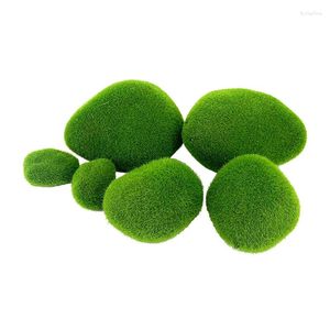 Flores decorativas 10 pçs artificial verde musgo bola falsa pedra simulação planta diy decoração para loja janela el decoração de parede de escritório em casa