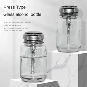 Storage Bottles Thickened Glass Press Type Alcohol Bottle Washing Plate Water Eraser Acetone Corrosion Resistant Nail Polish Remove