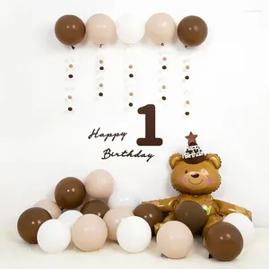 Party Decoration Happy Birthday Balloons Set Vintage Coffee Wrinkle Paper Tassel Balloon 1st 2nd 3rd Po Background Wall Layout