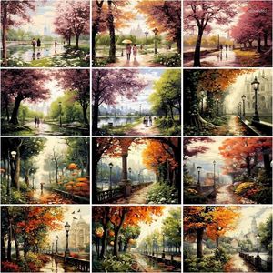 絵画数字によるチェニストリー油絵赤い傘の鉄の塔の風景写真番号40x50cmキャンバスの家の装飾