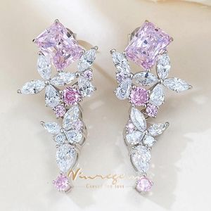 Dangle Earrings Vinregem Star Labは、Sapphire Gemstone Sparkling Drop for Women 925 Sterling Silver Fine Jewelry Girls Gifts