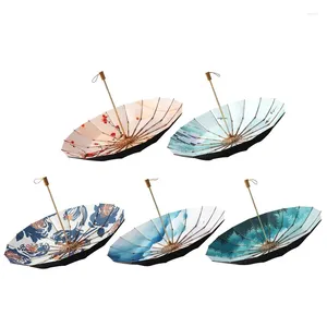 Guarda-chuvas chinês estilo vintage guarda-chuva impresso floral três dobrável para casamento pogal adereços decoração arte t21c