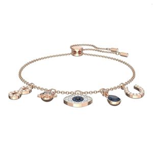 Swarovskis-Armband, Designer-Damen-Charm-Armbänder in Originalqualität, Damen-Charm-Armband mit symbolischem bösen Blick, blau-weißer Kristall, Roségold