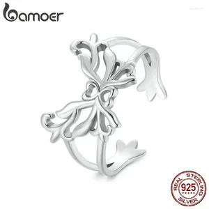 Cluster Rings Bamoer 925 Sterling Silver Hollow Butterfly Open Ring Hollowed-out Vintage Women Jewelry Party Gift Original Design