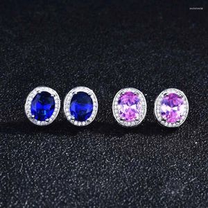 Stud Earrings 2024 Trend Charm Inlay Oval Cubic Zircon Europe America Jewelry For Women Wedding Engagement Anniversary Gifs