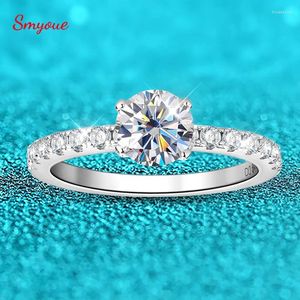 Cluster Rings Smyoue 0.8CT Certified D Moissanite Ring For Women Trend Sparkling Imitation Diamond Band Original Sterling Silver 925 Jewelry