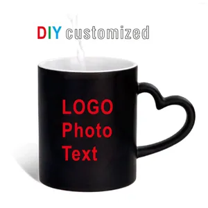 Mugs DIY Customized 350ML 12oz Ceramic Magic Mug Print Picture Po LOGO Text Water Change Color Sublimation Transfer