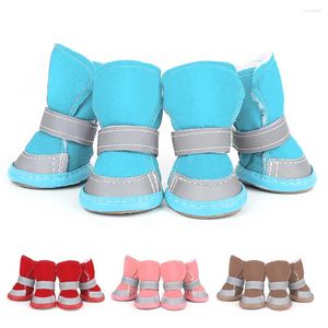 Abbigliamento per cani 4 pezzi / set scarpe piccole antiscivolo resistenti all'usura stivali invernali caldi per animali domestici per cani di taglia media Bichon Corgi Chihuahua York