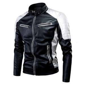 Män står krage Motorcykelläderjackor Slim Fit Pu Leather Coats Quality Fashion Male Autumn Casual Leather Jackets 5xl 240125