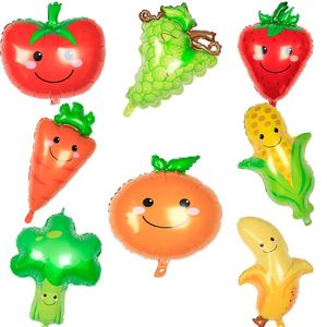 Summer Fruit and Vegetable Shaped Aluminum Film Balloons Wedding Birthday Party Children's Cartoon Balloon Banana carrot apple strawberry shape Party Supplies