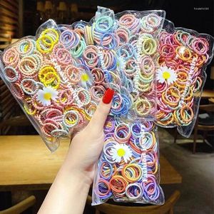 Hair Accessories 100 Pcs/set Children Cute Colors Soft Elastic Bands Baby Girls Lovely Scrunchies Rubber Kids