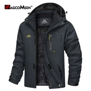 Jaquetas masculinas MAGCOMSEN Jaqueta de esqui de lã com capuz impermeável térmica grossa quente parka casacos inverno neve