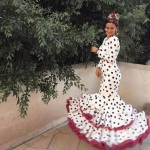 Casual Dresses Pretty Flamenco Prom Gowns With Sleeves Arrival Layered Mermaid Tiered Formal Ruffles Back Dot Pattern Elegant