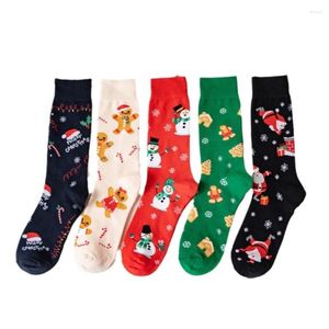 Men's Socks MYORED 10 Pairs Of Cartoon Cute Christmas Fashion Trend Creative Cotton Casual Mid-tube Snowman Santa Claus