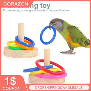 Outros suprimentos de pássaros 3cm anel de papagaio brinquedo madeira sólida treinamento de inteligência educacional brinquedos interativos acessórios de pássaros