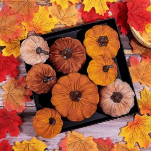 Dekoracja imprezowa 12PCS Fall Artificial Pumpkins Symulowane aksamitne piankowe dynia na Święto Dziękczynienia na Halloween Autumn Table Ornament