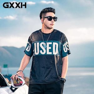 Men's T Shirts GXXH Large Size Summer Oversized Ice Silk Casual O-Neck Short Sleeve 90% Polyester Embossing T-shirt Male Quick Dry Tees